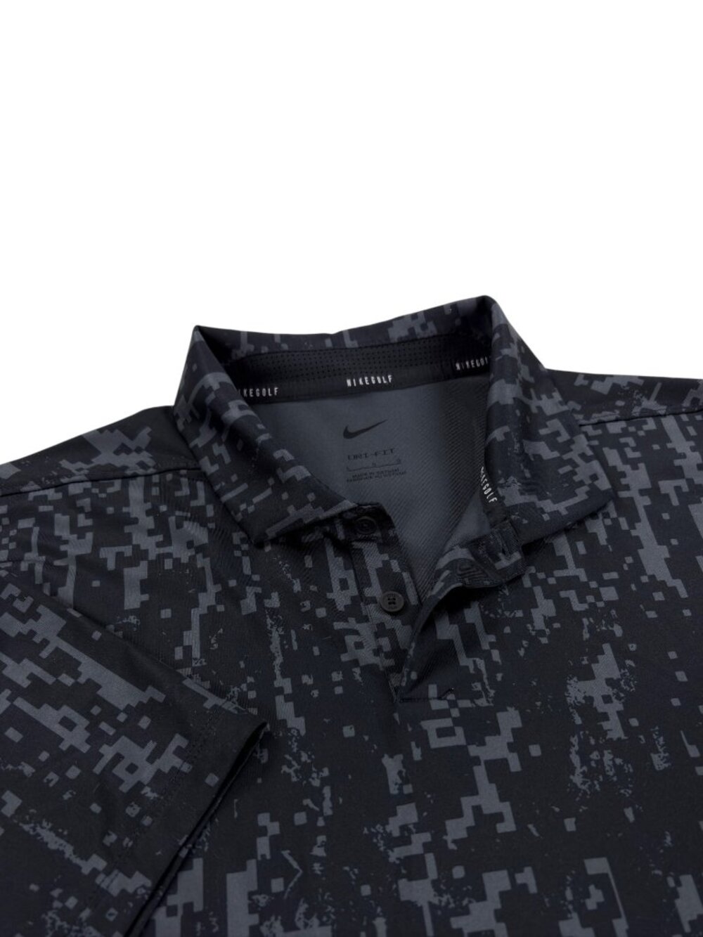 Nike DRI-FIT Digital Camo Print Golf Polo Mens Size L SLIM FIT Black/Gray